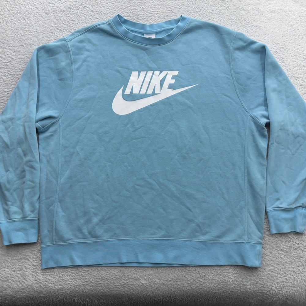 Nike Womens XL Crewneck Sweatshirt Light Blue Futura Logo Pullover Active